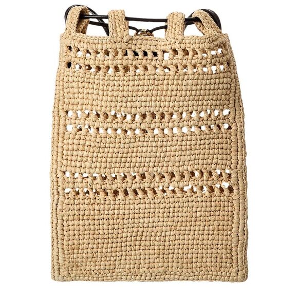 Loewe Drawstring Pocket Raffia & Leather Crossbody, Beige - Picture 2 of 4